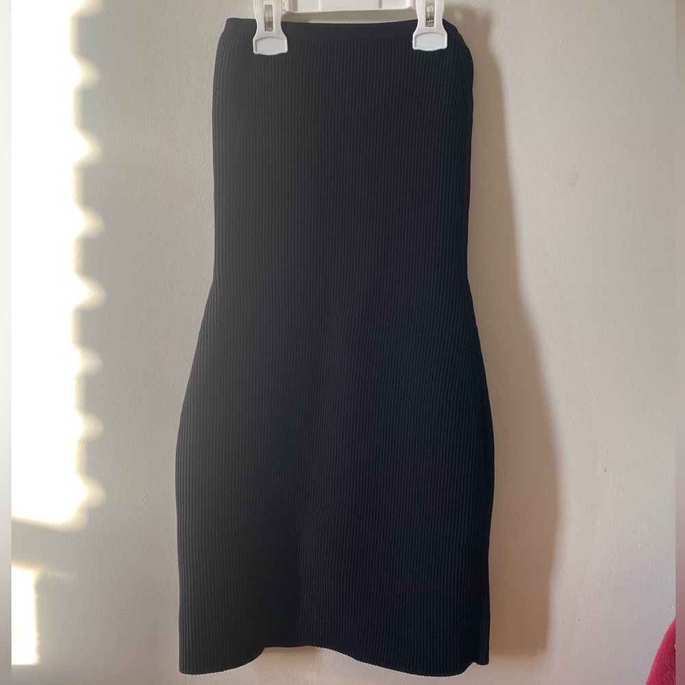 Babaton Sculpt Knit Black Strapless Dress - Picture 2 of 8